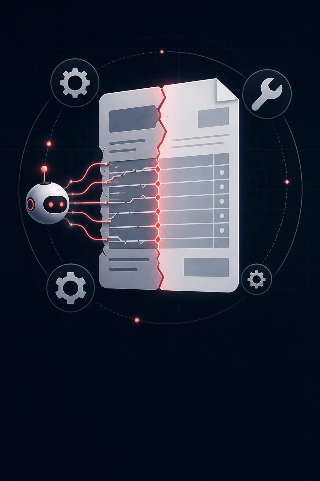 A torn invoice being stitched back together by an autonomous agent