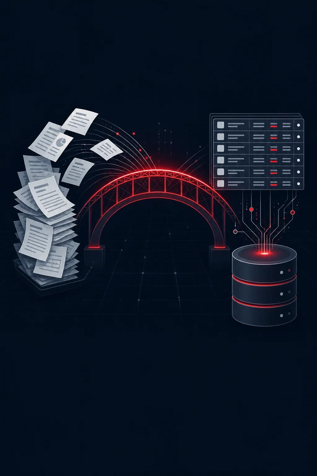 Unstructured documents crossing a bridge into a structured database